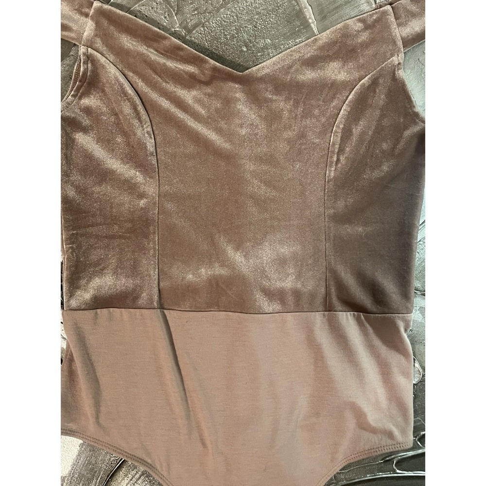 Light Pink Velvet Bodysuit Boho Glam Chic Party Top -Free Press -Size L -New - Picture 8 of 16